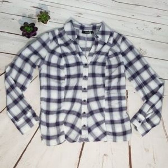 A.N.A Lightweight Purple Plaid Button Down Shirt - Picture 3 of 6